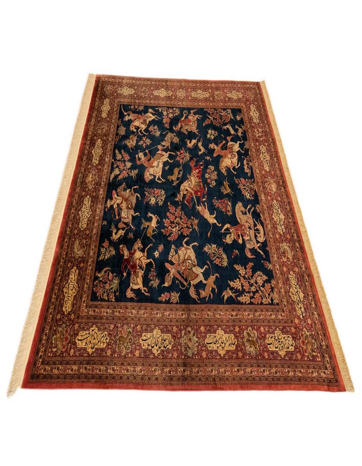 Detail image of  6' 2 x 6' 5 Ghom Silk Square Rug