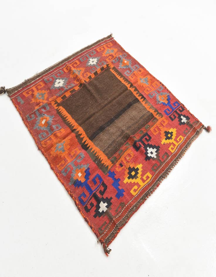 Detail image of  4' 6 x 4' 9  Hand Knotted Kilim Fars Persian Wool Square Rug