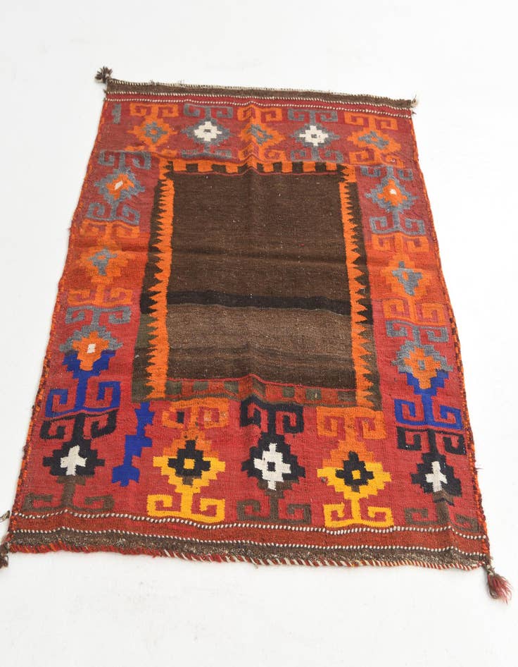 Detail image of  4' 6 x 4' 9  Hand Knotted Kilim Fars Persian Wool Square Rug