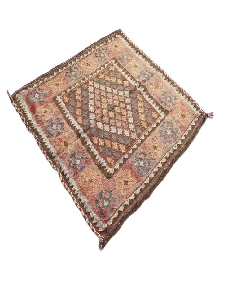 Detail image of  3' 9 x 4'  Hand Woven Kilim Fars Wool Square Rug