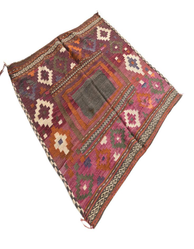 Detail image of  4' 2 x 4' 4  Hand Woven Kilim Fars Wool Square Rug