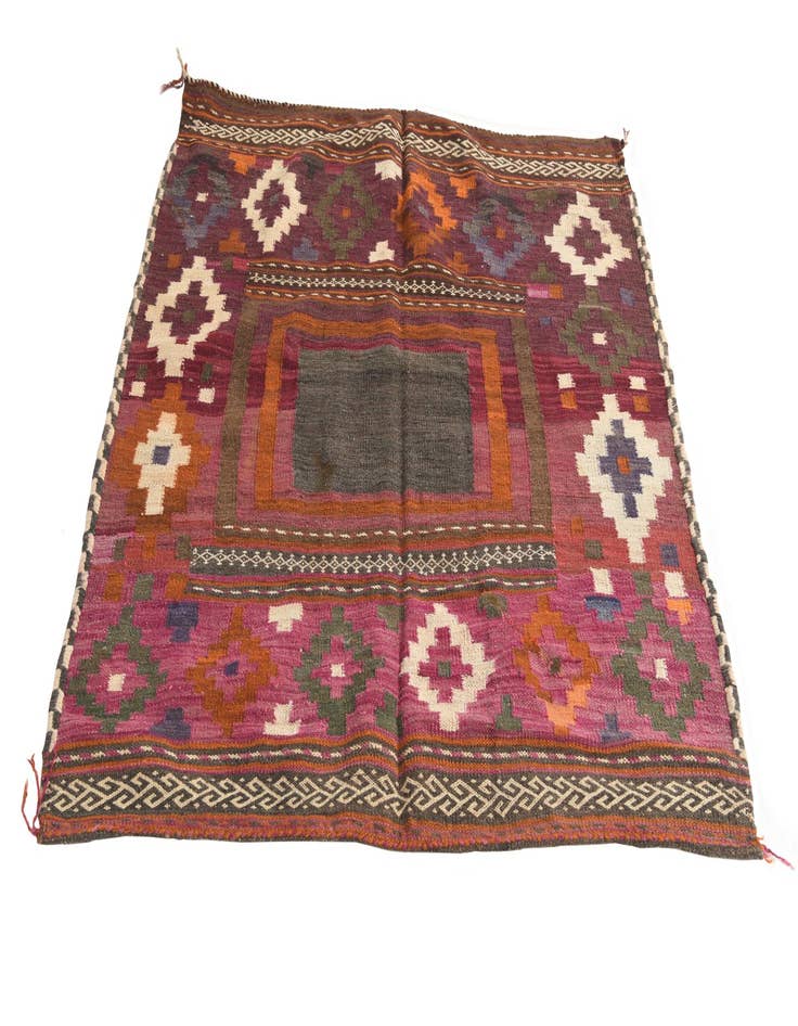 Detail image of  4' 2 x 4' 4  Hand Woven Kilim Fars Wool Square Rug