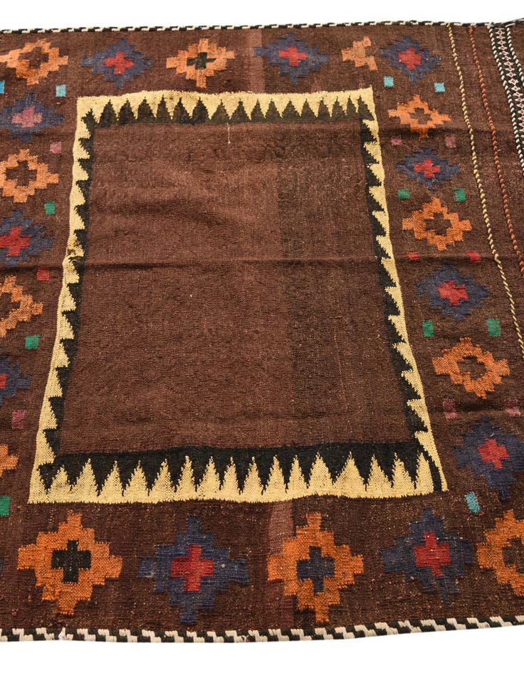 Detail image of  3' 8 x 4'  Hand Woven Kilim Fars Wool Square Rug