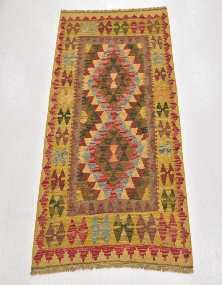 Detail image of  3' 2 x 3' 8  Hand Woven Kilim Maymana Wool Square Rug