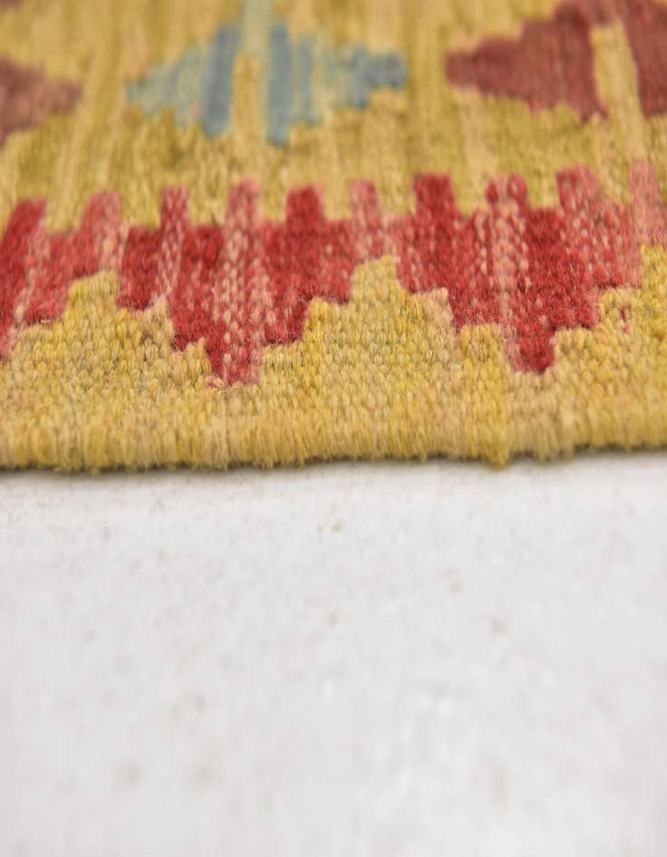 Detail image of  3' 2 x 3' 8  Hand Woven Kilim Maymana Wool Square Rug