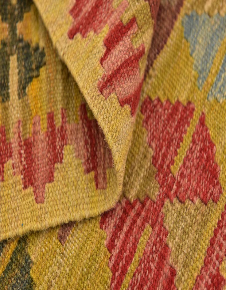Detail image of  3' 2 x 3' 8  Hand Woven Kilim Maymana Wool Square Rug