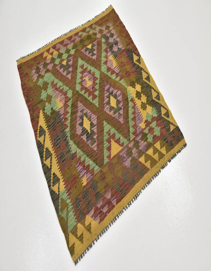 Detail image of  3' 6 x 3' 10  Hand Woven Kilim Maymana Wool Square Rug