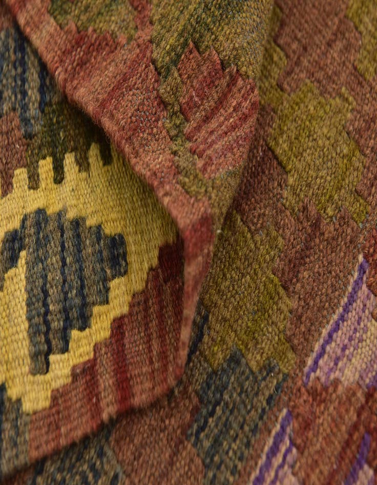Detail image of  3' 6 x 3' 10  Hand Woven Kilim Maymana Wool Square Rug
