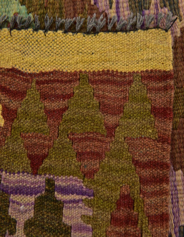 Detail image of  3' 6 x 3' 10  Hand Woven Kilim Maymana Wool Square Rug
