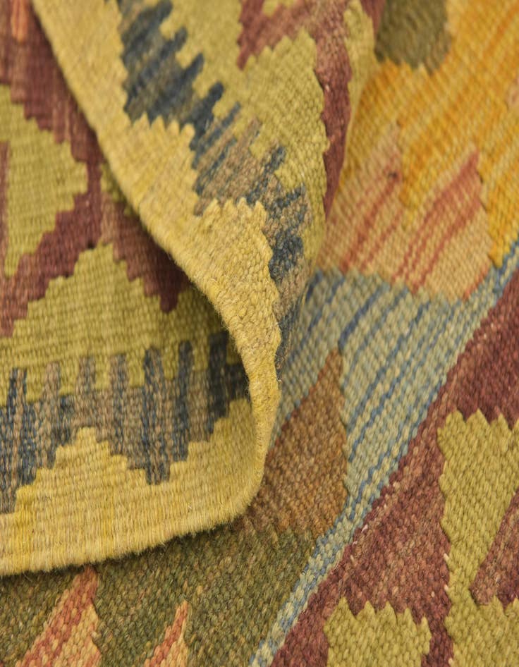 Detail image of  3' 2 x 3' 7  Hand Woven Kilim Maymana Wool Square Rug