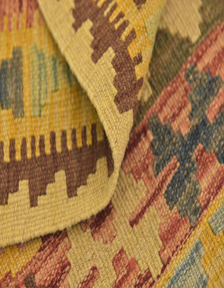 Detail image of  3' 2 x 3' 9  Hand Woven Kilim Maymana Wool Square Rug