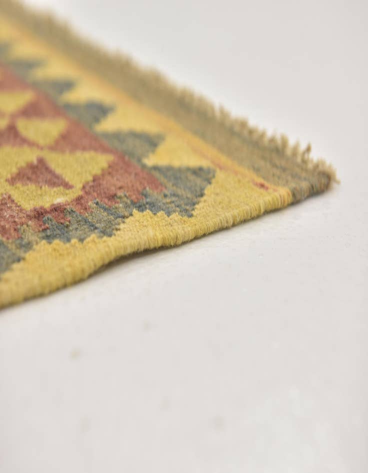 Detail image of  3' 2 x 3' 7  Hand Woven Kilim Maymana Wool Square Rug