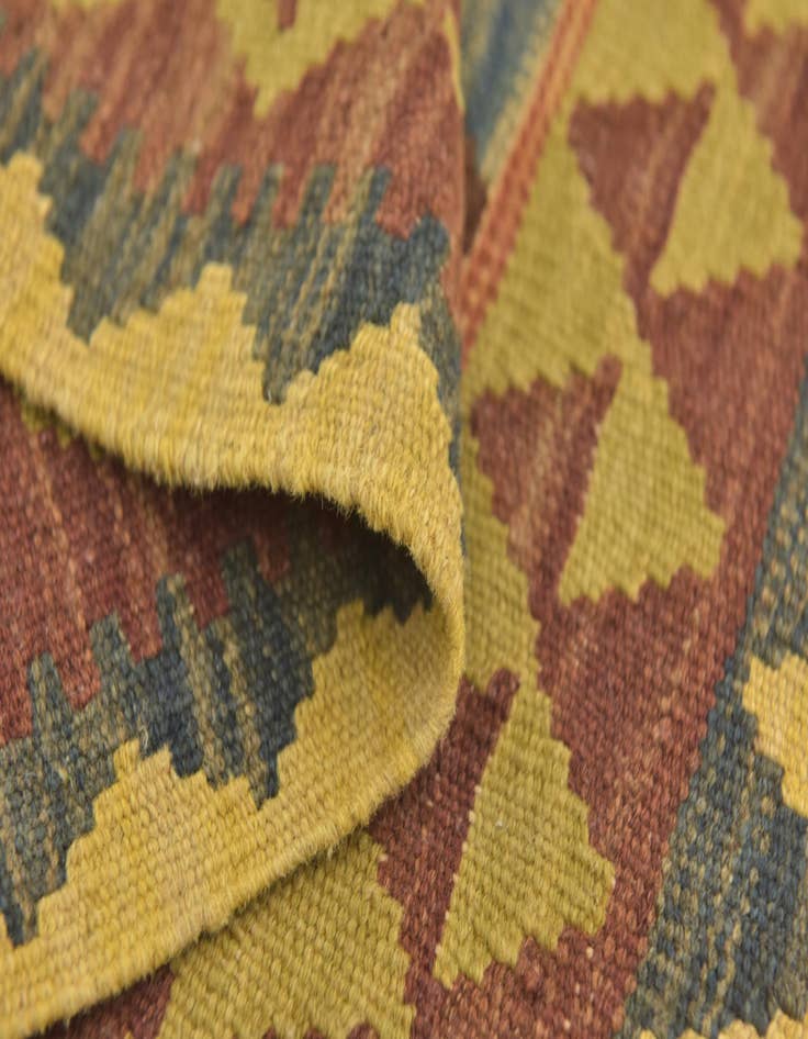 Detail image of  3' 2 x 3' 7  Hand Woven Kilim Maymana Wool Square Rug