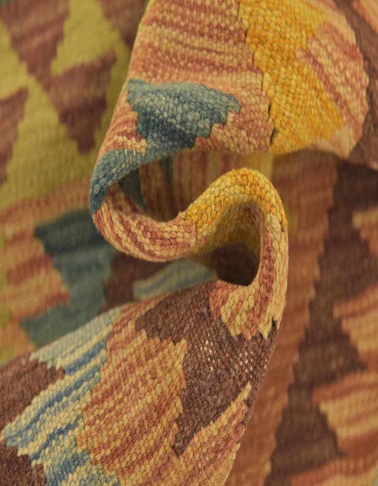 Detail image of  3' 2 x 3' 7  Hand Woven Kilim Maymana Wool Square Rug