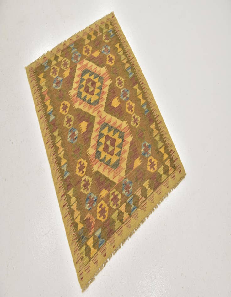 Detail image of  3' x 3' 10  Hand Woven Kilim Maymana Wool Square Rug