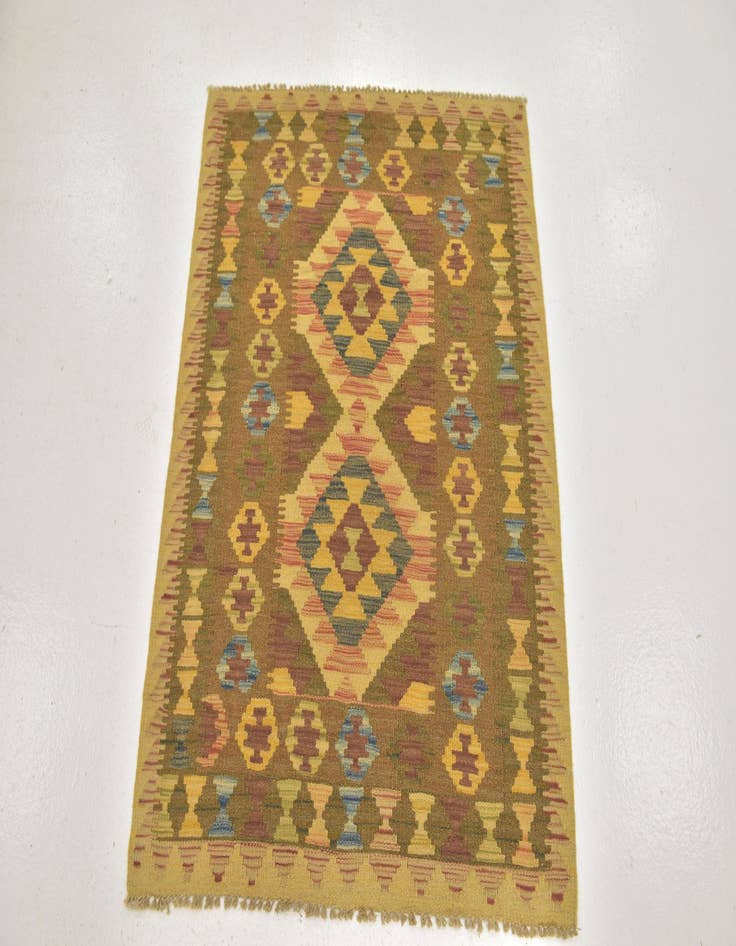 Detail image of  3' x 3' 10  Hand Woven Kilim Maymana Wool Square Rug