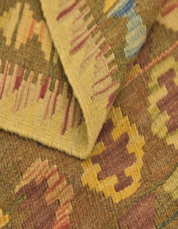 Detail image of  3' x 3' 10  Hand Woven Kilim Maymana Wool Square Rug