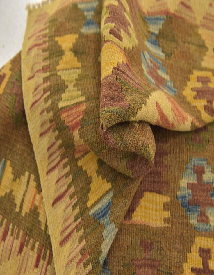 Detail image of  3' x 3' 10  Hand Woven Kilim Maymana Wool Square Rug