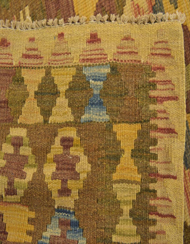 Detail image of  3' x 3' 10  Hand Woven Kilim Maymana Wool Square Rug