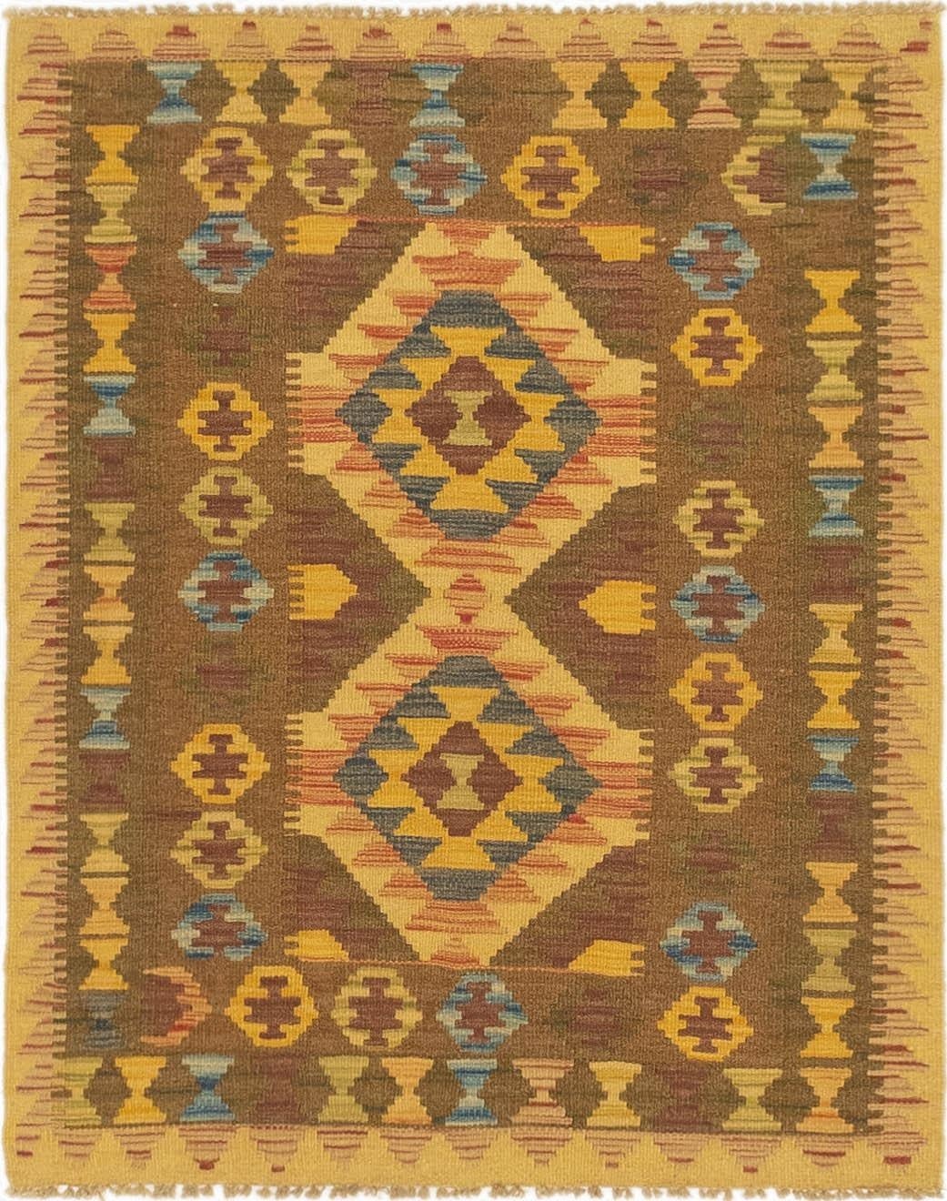  3' x 3' 10  Hand Woven Kilim Maymana Wool Square Rug
