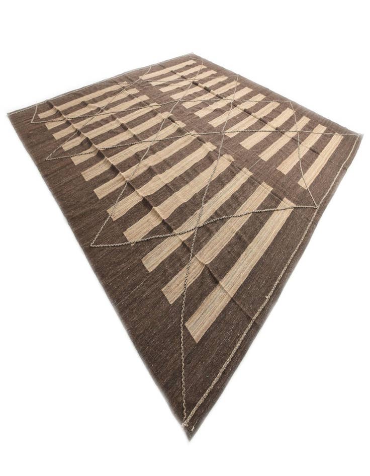 Detail image of  12' 9 x 13' 5  Hand Woven Kilim Modern Wool Square Rug