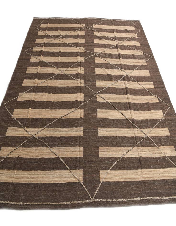Detail image of  12' 9 x 13' 5  Hand Woven Kilim Modern Wool Square Rug