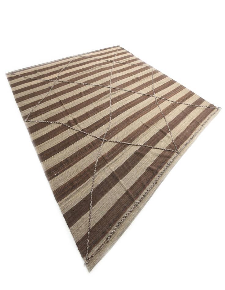 Detail image of  13' 1 x 13' 8  Hand Woven Kilim Modern Wool Square Rug