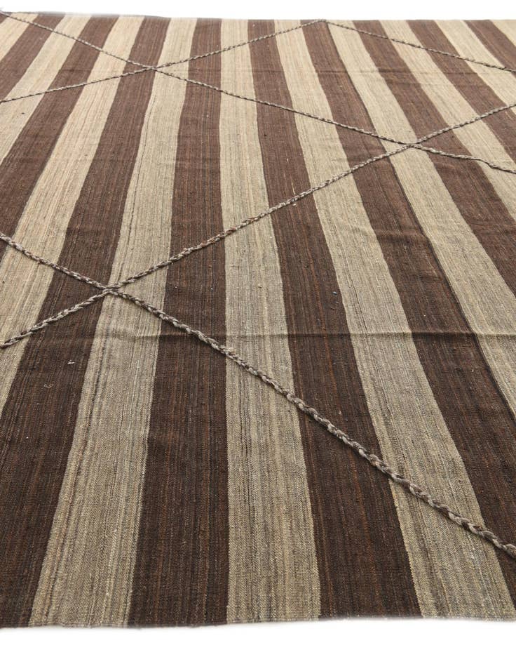 Detail image of  13' 1 x 13' 8  Hand Woven Kilim Modern Wool Square Rug