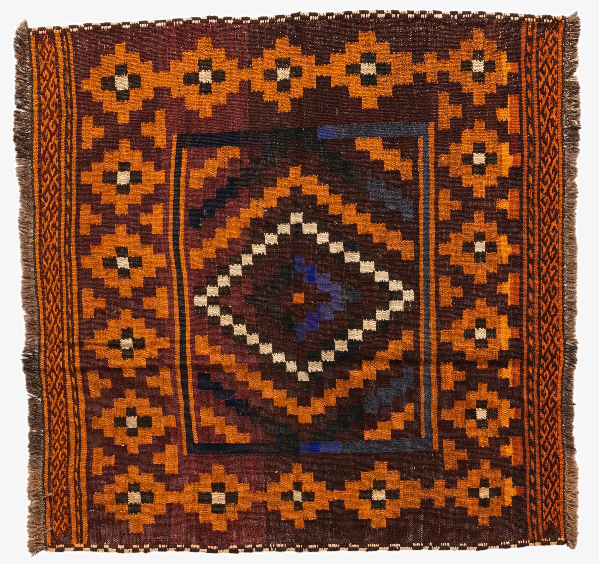  4' 1 x 4' 2  Hand Woven Kilim Modern Wool Square Rug