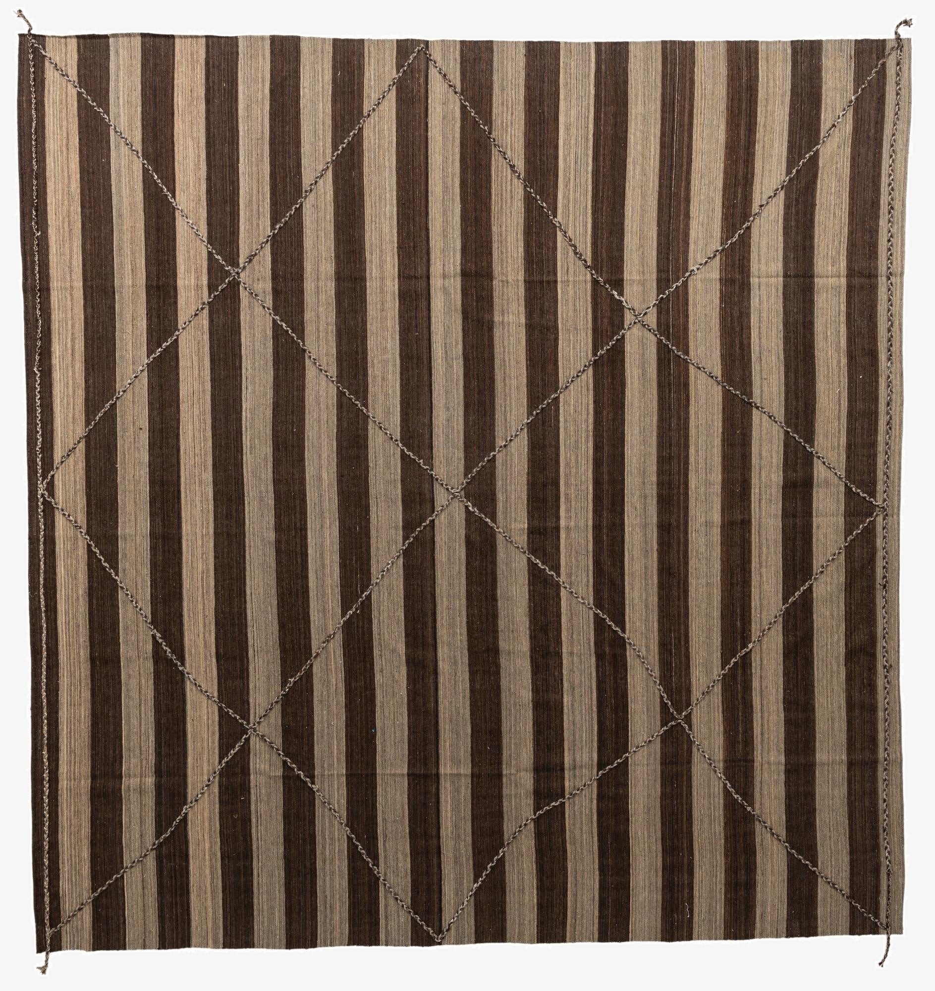  13' 1 x 13' 8  Hand Woven Kilim Modern Wool Square Rug
