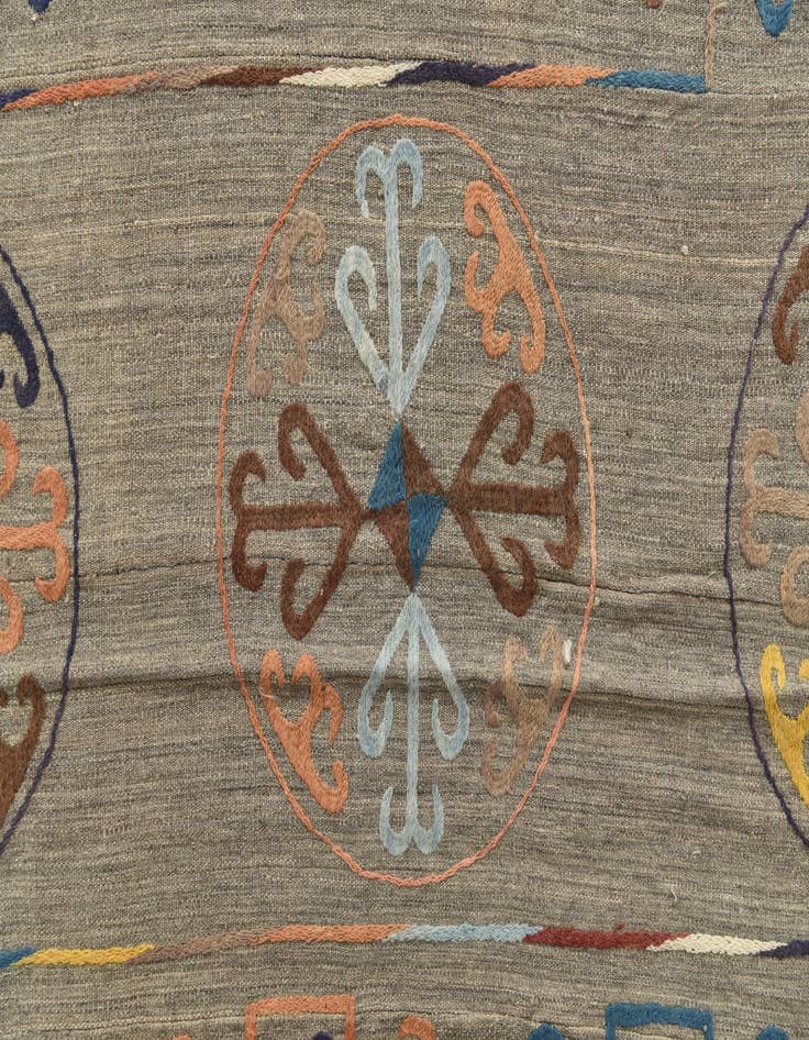 Detail image of  8' 7 x 9' 6  Hand Woven Kilim Suzani Wool Square Rug