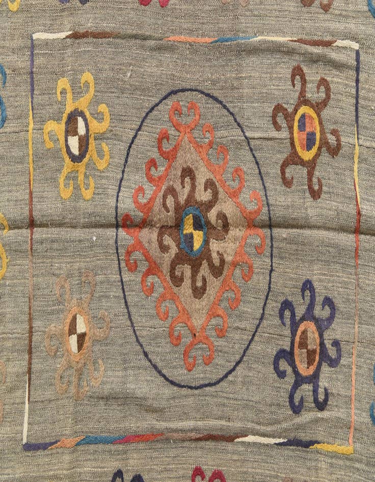 Detail image of  8' 7 x 9' 6  Hand Woven Kilim Suzani Wool Square Rug