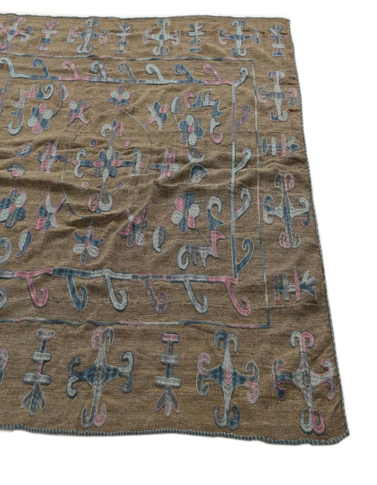 Detail image of  5' 3 x 6' 3  Hand Woven Kilim Suzani Wool Square Rug