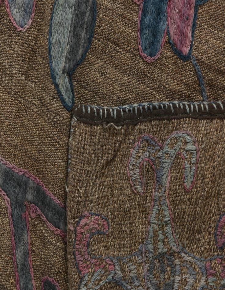 Detail image of  5' 3 x 6' 3  Hand Woven Kilim Suzani Wool Square Rug