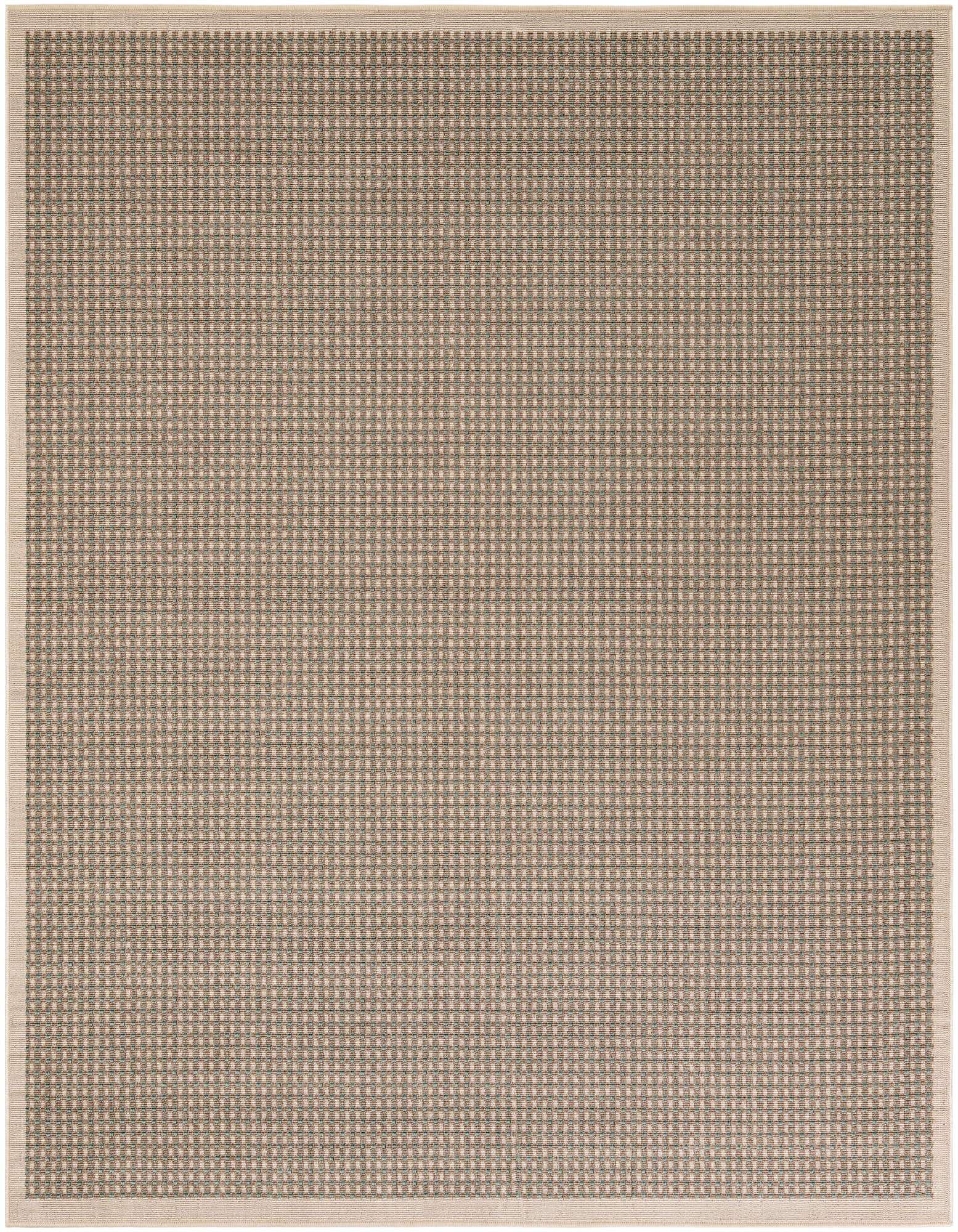 A 7' 10 x 7' 10 square brown and tan modern flatweave rug with a subtle textured grid pattern and a light border.