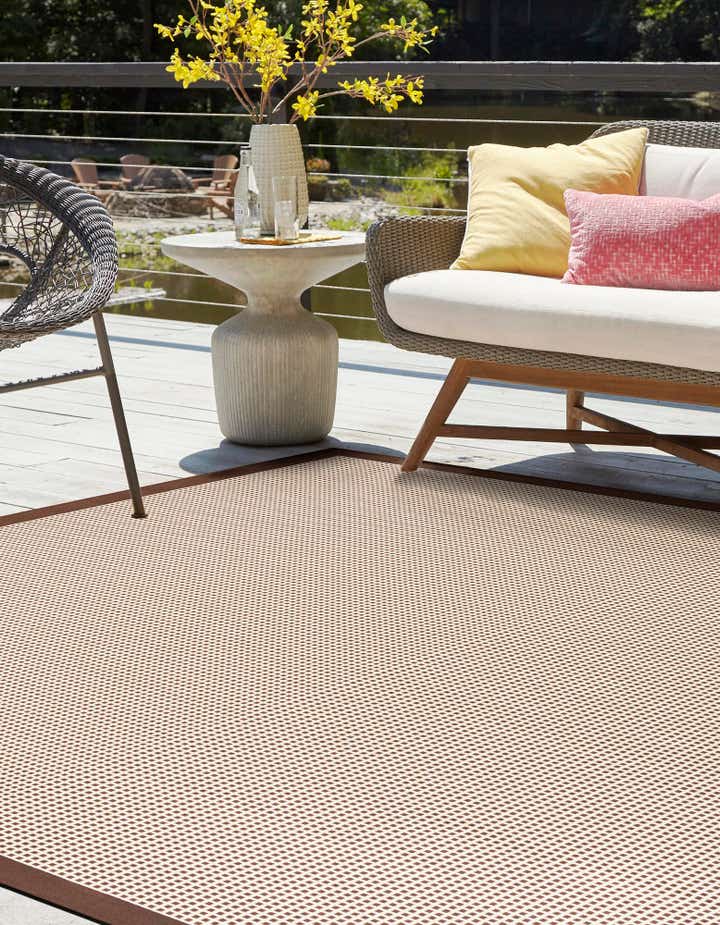 Brown 10' x 10' Border Indoor / Outdoor Square Rug | Rugs.com
