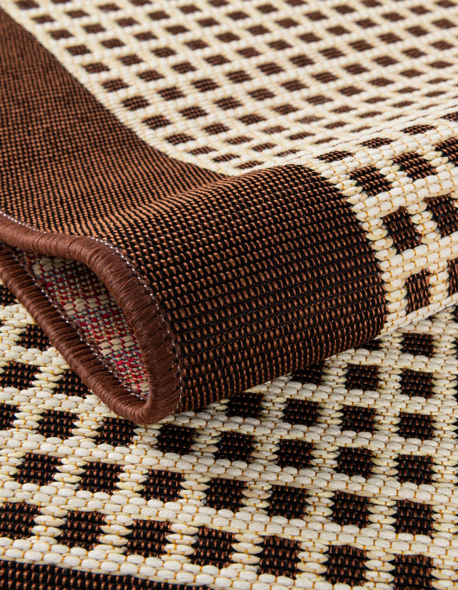 Brown 10' x 10' Border Indoor / Outdoor Square Rug | Rugs.com