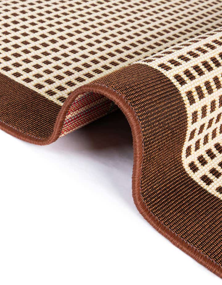 Brown 10' x 10' Washable Border Indoor / Outdoor Square Rug | Rugs.com