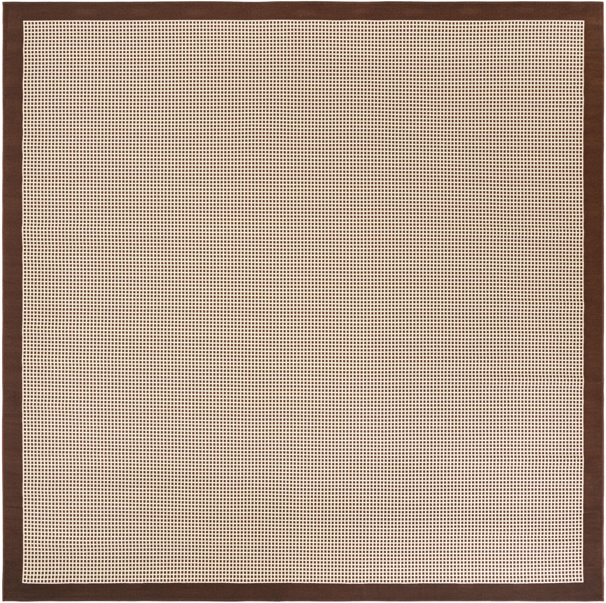Brown 10' x 10' Border Indoor / Outdoor Square Rug | Rugs.com