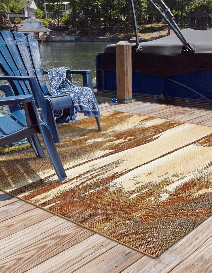 Detail image of  6' x 6'  Washable Modern Indoor / Outdoor Square Rug