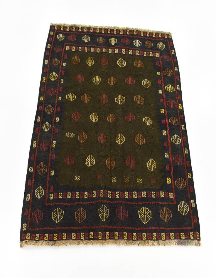 Detail image of  3' 10 x 4' 4  Hand Knotted Sumak Wool Square Rug