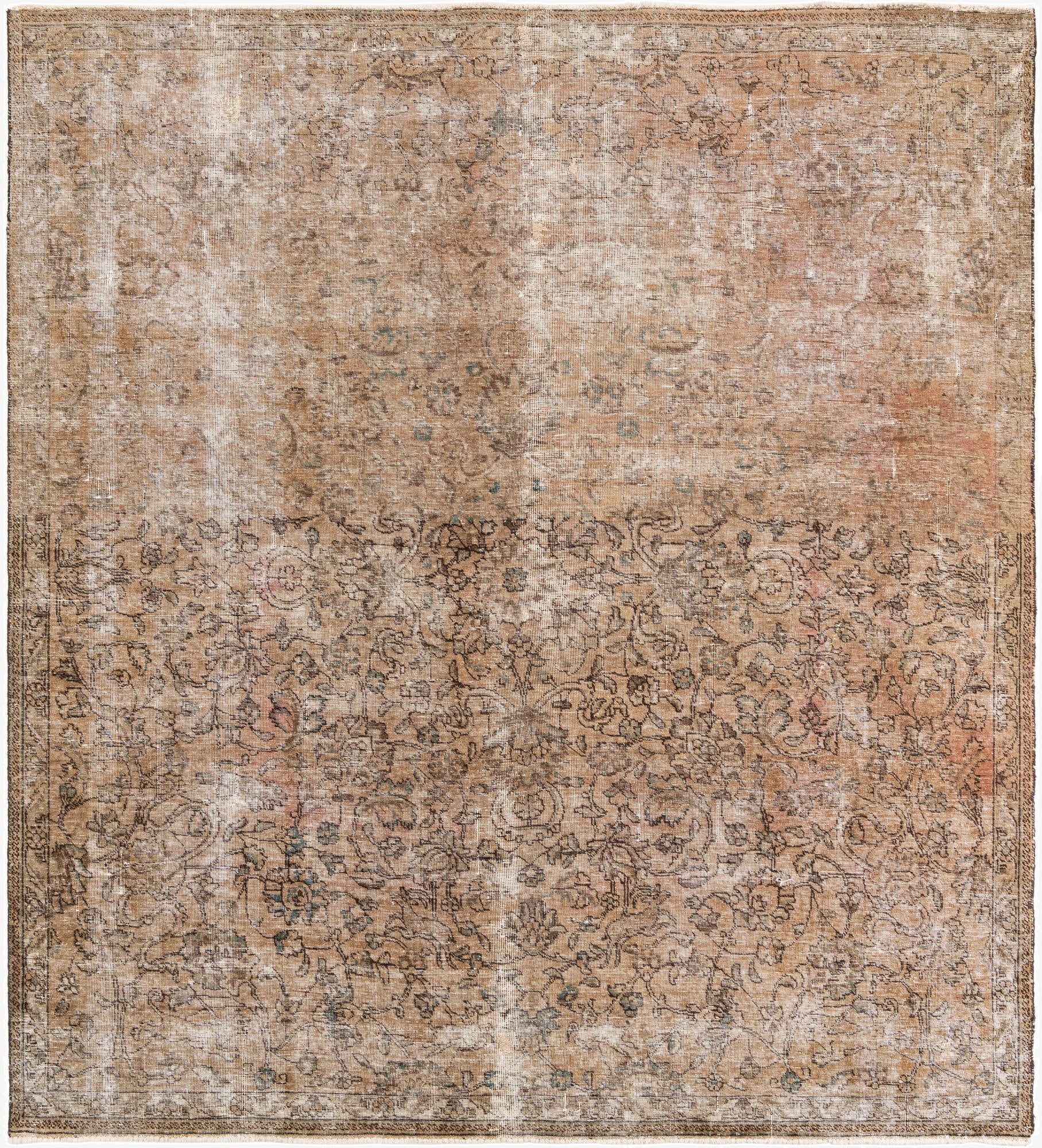  7' 9 x 8' 4  Hand Knotted Ultra Vintage Persian Wool Square Rug