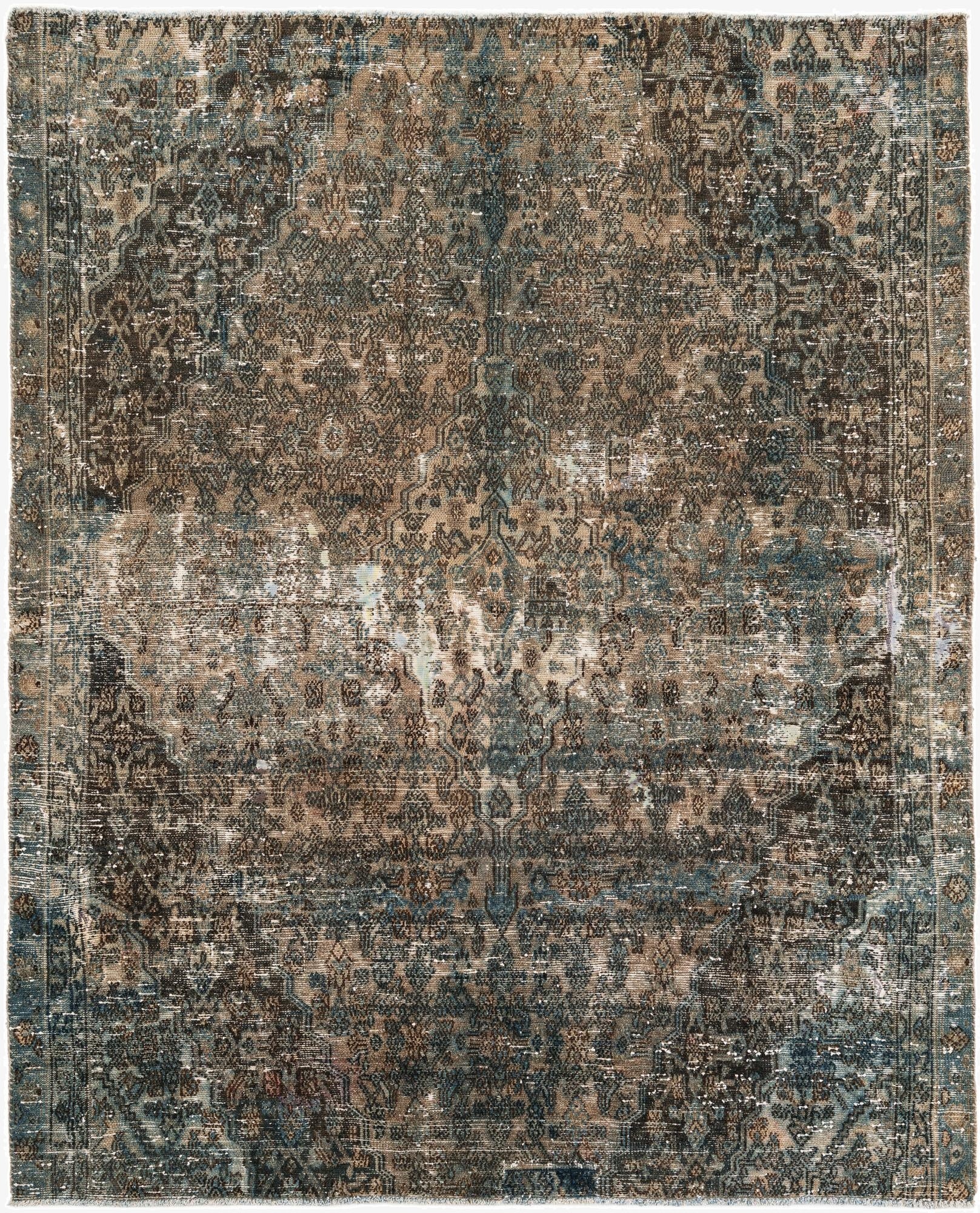  6' 5 x 7' 10  Hand Knotted Ultra Vintage Persian Wool Square Rug