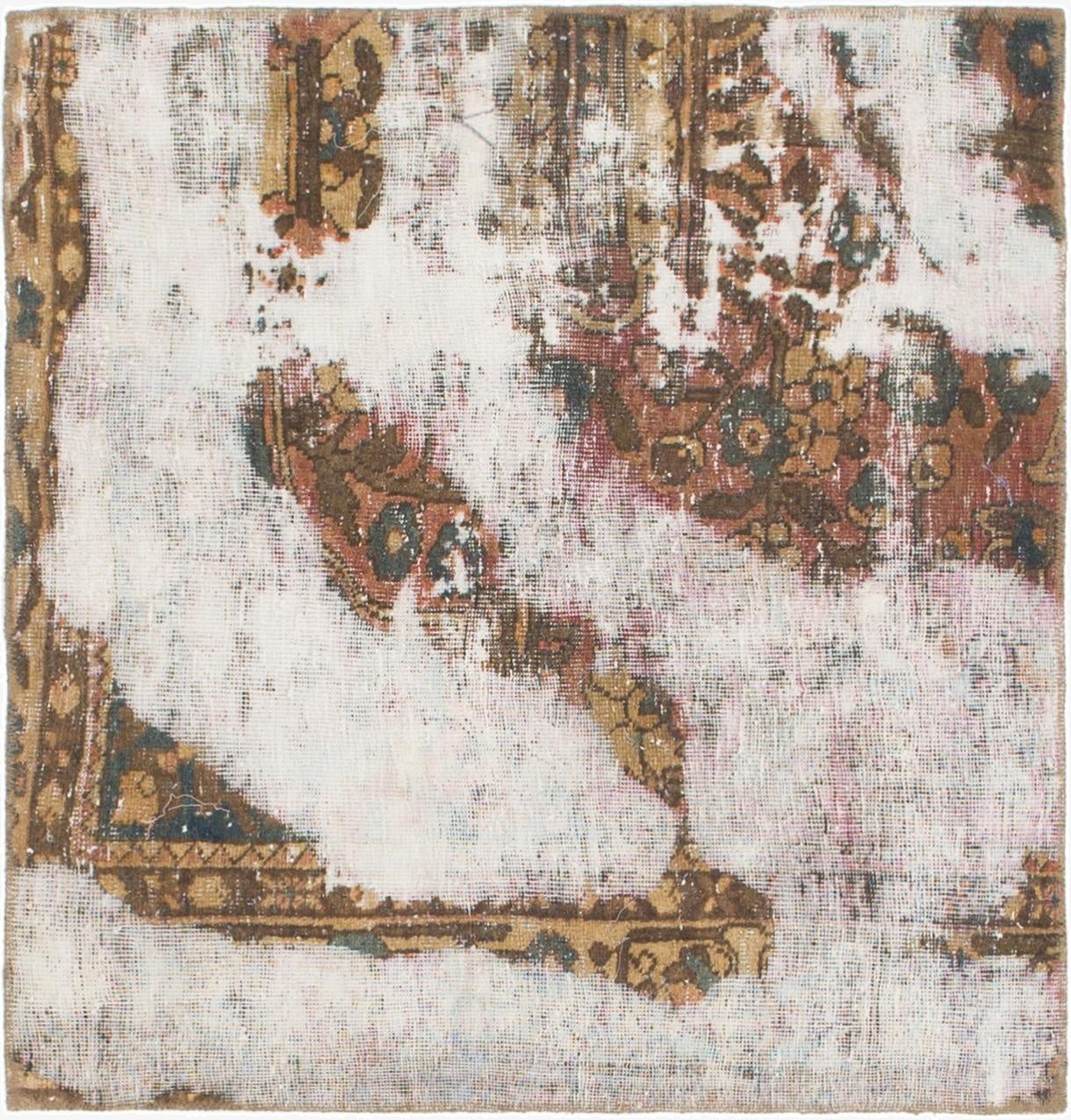  3' 6 x 3' 9  Hand Knotted Ultra Vintage Persian Wool Square Rug