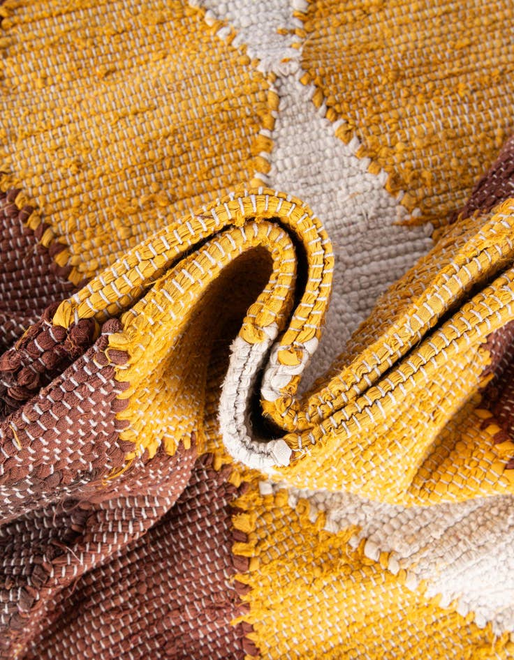 Detail image of  7' 10 x 7' 10  Hand Braided Chindi Cotton Square Rug