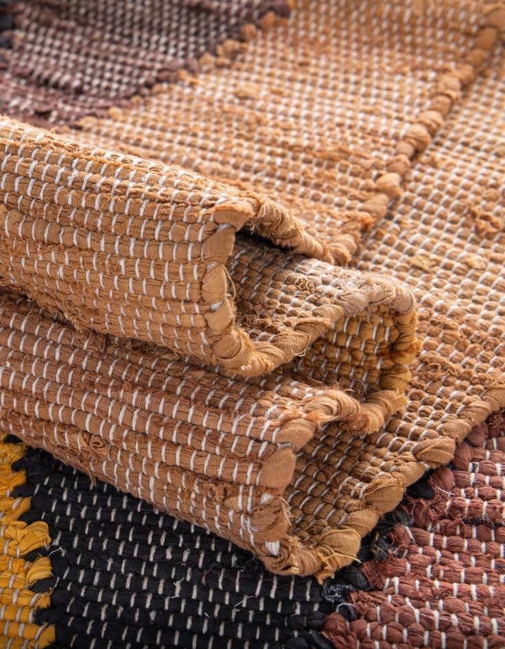 Detail image of  7' 10 x 7' 10  Hand Braided Chindi Cotton Square Rug