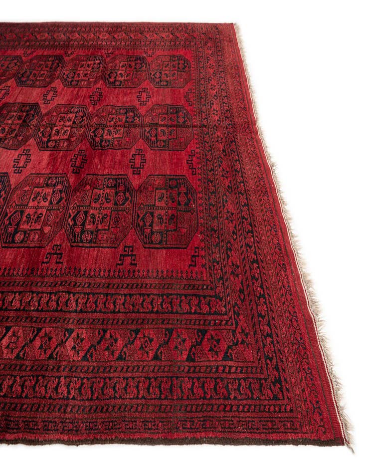 Detail image of  8' 2 x 10' 10  Hand Knotted Afghan Akhche Oriental Wool Rug