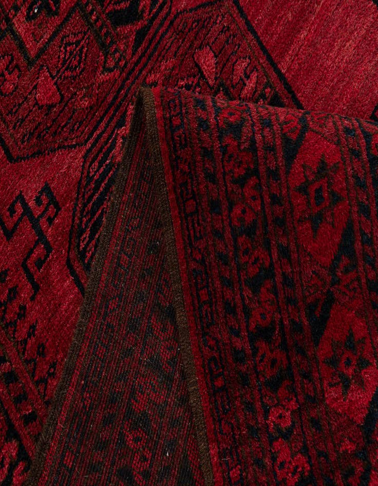 Detail image of  8' 2 x 10' 10  Hand Knotted Afghan Akhche Oriental Wool Rug