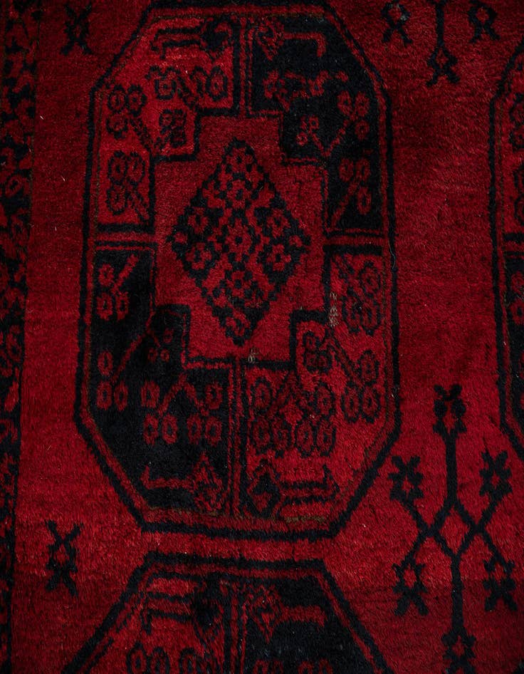 Detail image of  8' x 10'  Hand Knotted Afghan Akhche Oriental Wool Rug