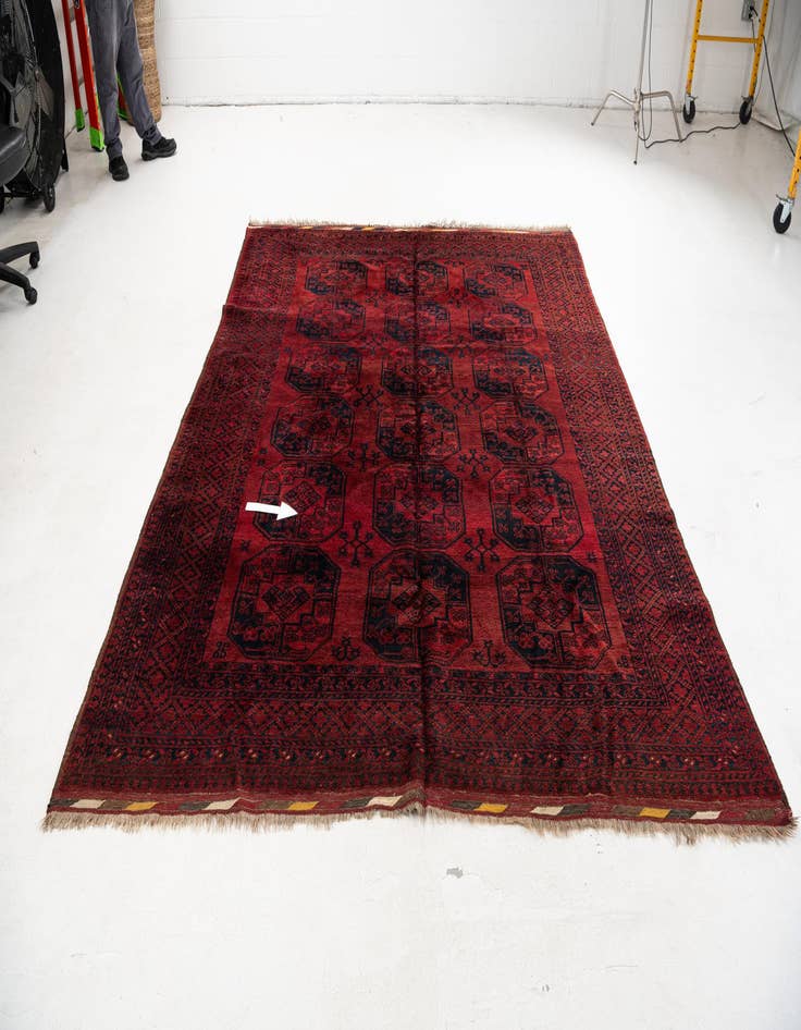 Detail image of  8' x 10'  Hand Knotted Afghan Akhche Oriental Wool Rug